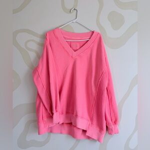 Aerie Pink V-Neck Sweatshirt